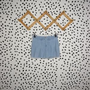 Squeeze Light Wash Denim Pleated Girls Mini Skort